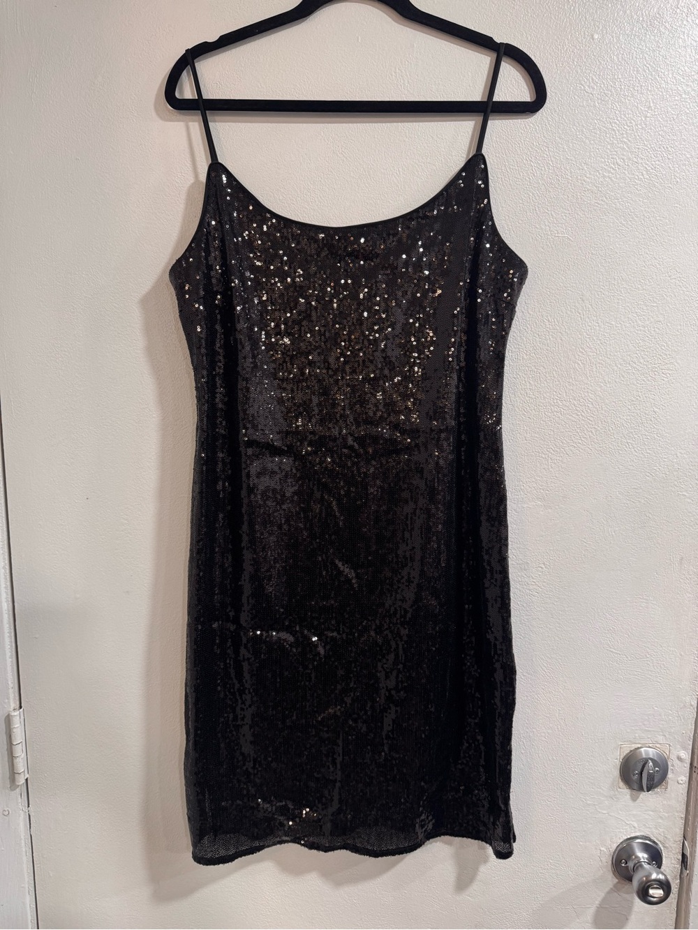Bebe Black Sequin Slip Dress Size 14